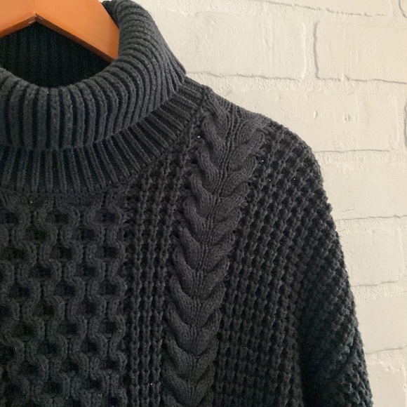Selected Femme/Homme Cable knit Sweater Chunky Black Turtleneck Cotton blend M - Picture 10 of 14